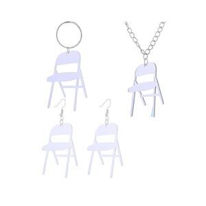 Folding Chair Necklace Earrings Sets for Women Creative Acrylic Chair Jewelry Se